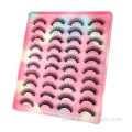 pink rainbow tray 20 pairs natural fluffy lashes